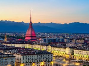 sunset over turin